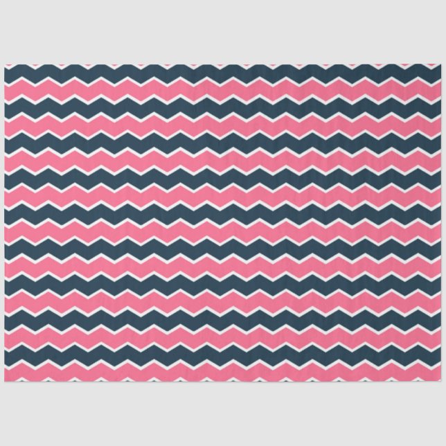 Papel De Seda Design Série Náutica Rosa e Azul Marinho 1 (Frente )