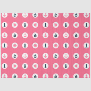 Papel De Seda Design Série Náutica Rosa e Azul-Marinho 15