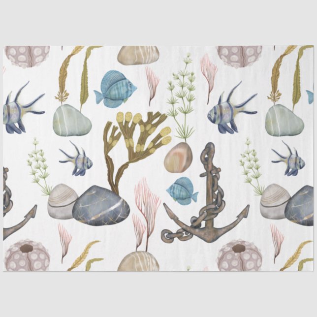 Papel de Seda Design Série Vida Marinha 30 (Frente )
