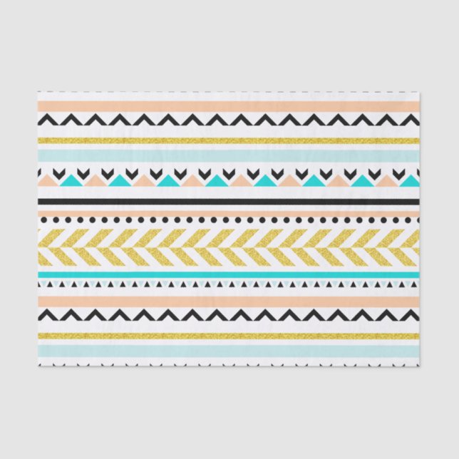 Papel De Seda Design Tribal Aztec Moderno Geométrico (Frente )