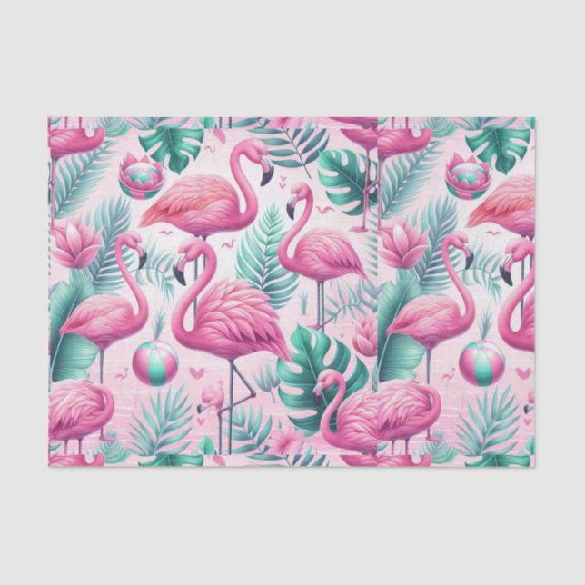 Papel De Seda Design tropical Flamingo rosa (Frente )