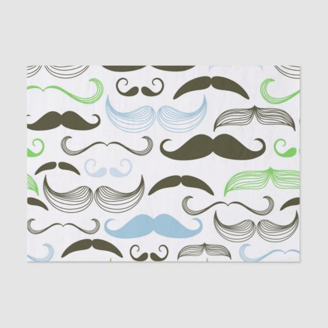 Papel De Seda Design verde, azul & preto do bigode (Frente )