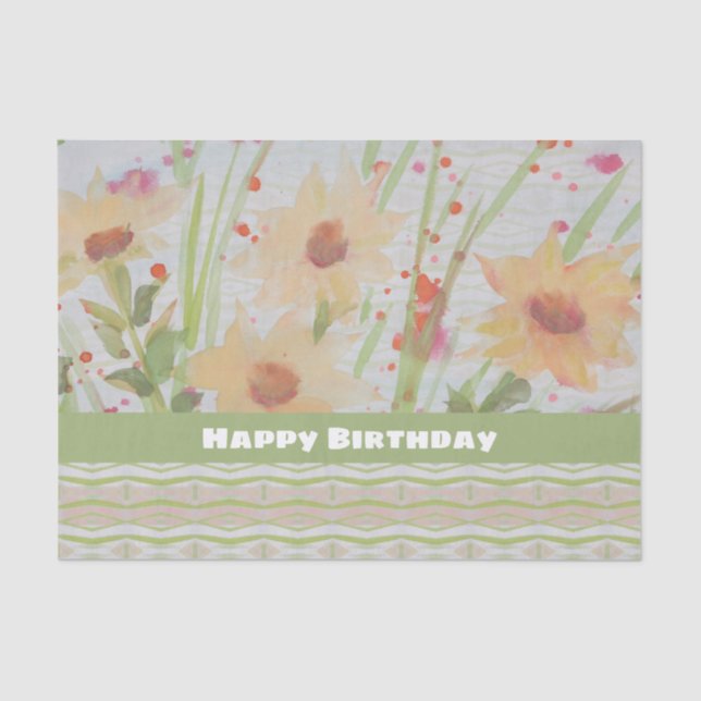 Papel De Seda Designer Floral de Aquarela (Frente )