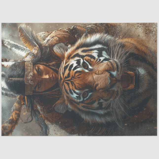 Papel De Seda Desliga a Mulher-guerreira indiana americana em Ti (Frente )