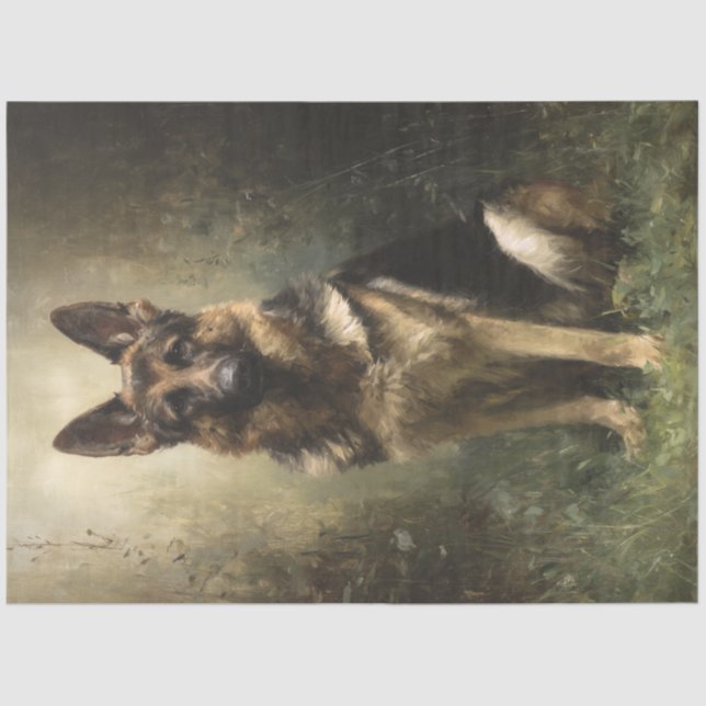 Papel De Seda Desliga Shepard Alemão Majestoso Possuindo Retrato (Frente )