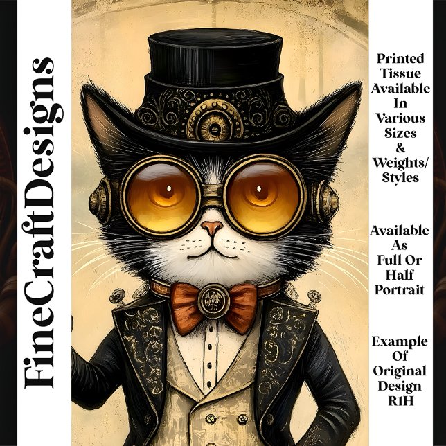 Papel De Seda Desligamento Antropomórfico de Gato Chic Steampunk (Criador carregado)