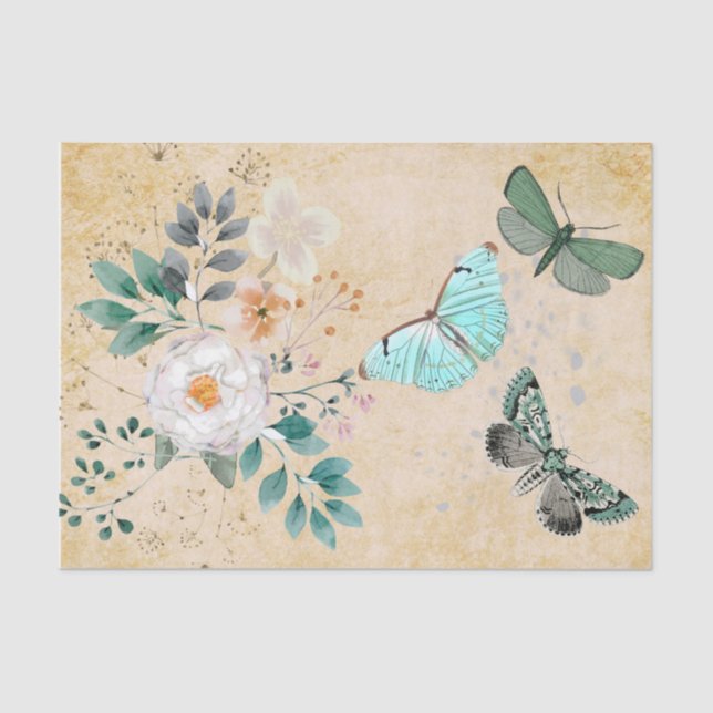 Papel De Seda Desligamento da Borboleta Vintage   (Frente )