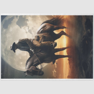 Papel De Seda Desligamento da Cena Ocidental Cowboy Moon Sunsett