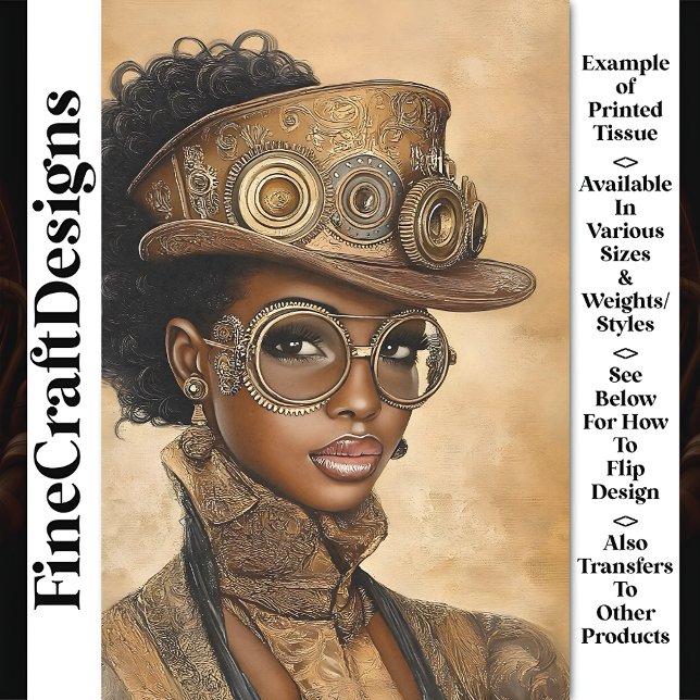 Papel De Seda Desligamento da Trendy Steampunk Dark Skin Woman A (Criador carregado)