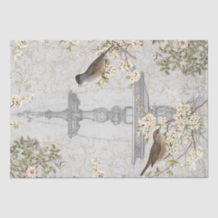 Papel De Seda Desligamento da Vintagem do Rosa de Flor do Ave Fo