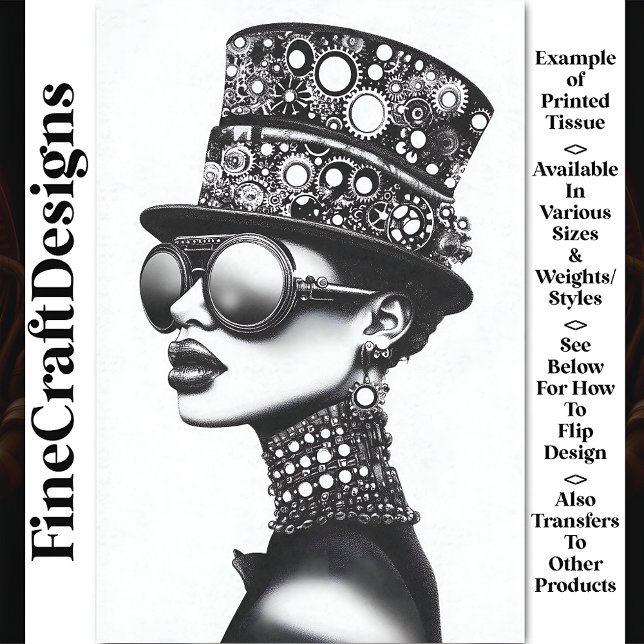 Papel De Seda Desligamento de B&W AC8 para Mulher Steampunk Lega (Criador carregado)