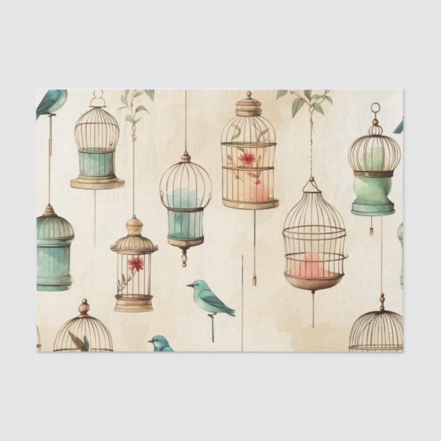 Papel De Seda Desligamento de Birdcages do Estilo de Retro Vinta (Frente )