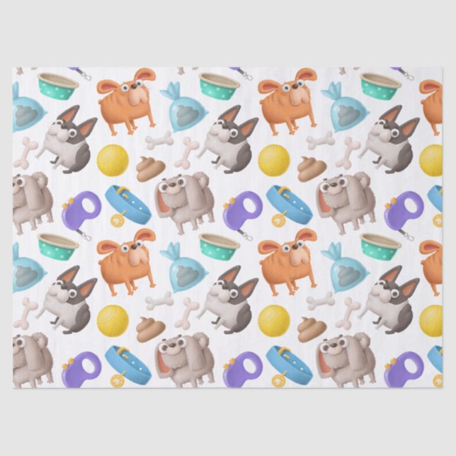 Papel De Seda Desligamento de Cães de Cartoon e Ossos (Frente )