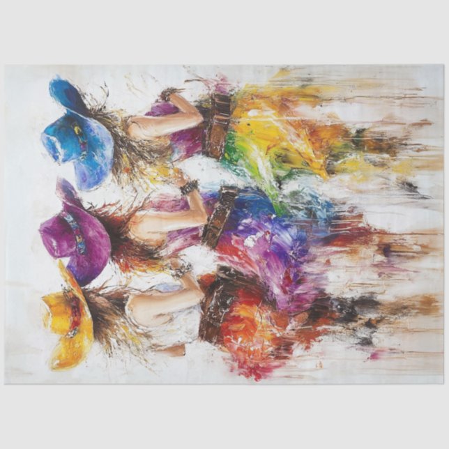 Papel De Seda Desligamento de Cowgirl Ocidentais Cores Vibrantes (Frente )