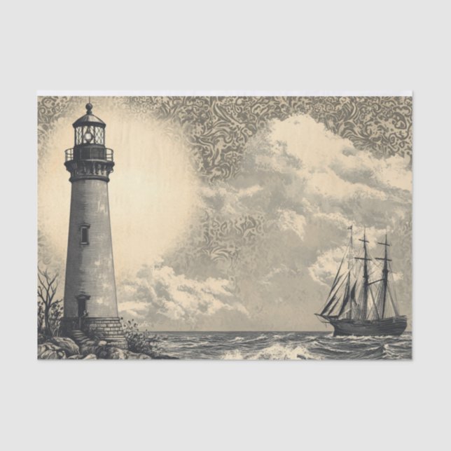 Papel De Seda Desligamento de Embarcação de Navegação do Farol N (Frente )