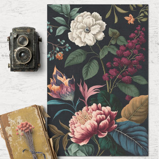 Papel De Seda Desligamento de Flores Escuras Vintage