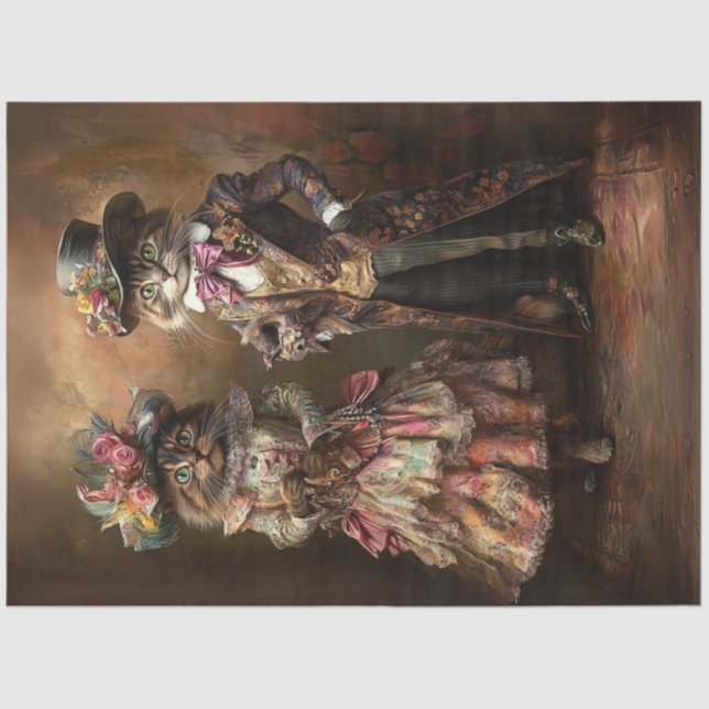 Papel De Seda Desligamento de Gatos Vestidos da Era Vitoriana (Frente )