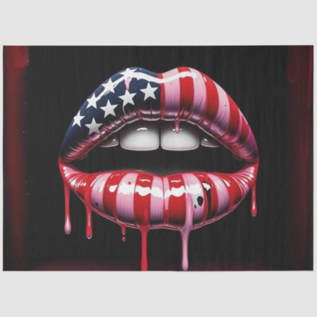 Papel De Seda Desligamento de Lábios de Bandeira Americana (Frente )