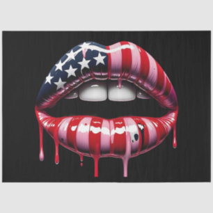 Papel De Seda Desligamento de Lábios de Bandeira Americana