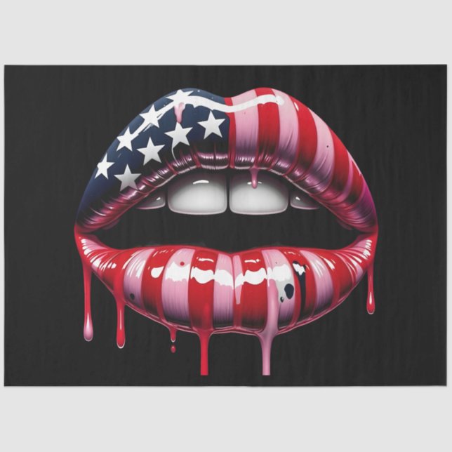 Papel De Seda Desligamento de Lábios de Bandeira Americana (Frente )