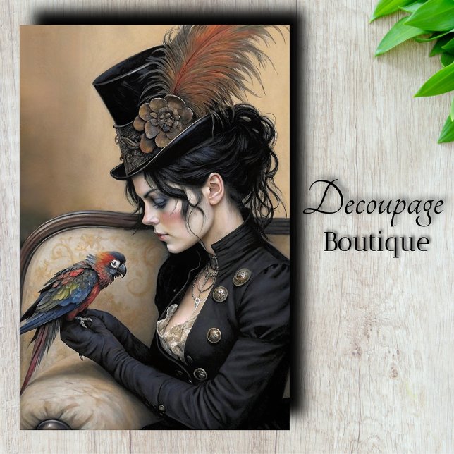 Papel De Seda Desligamento de Lady Macaw Gothic (Gothic Lady Macaw Decoupage Tissue Paper)