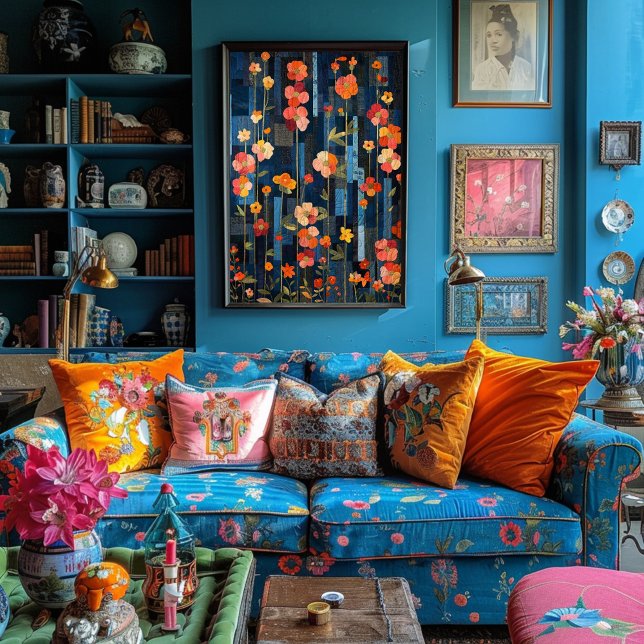 Papel De Seda Desligamento de Linha Vermelha Azul Textura Rústic (Criador carregado)