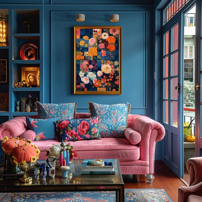 Papel De Seda Desligamento de Linha Vermelha Azul Textura Rústic (Criador carregado)