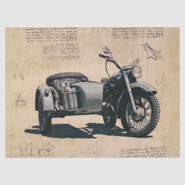 Papel De Seda Desligamento de Motocicleta Vintage Antigo (Frente )