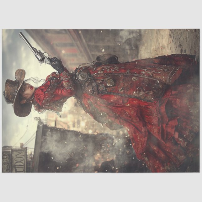 Papel De Seda Desligamento de Ornamentado Vermelho Gunslinger (Frente )