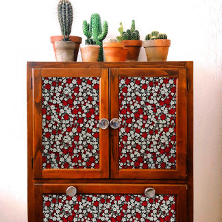 Papel De Seda Desligamento de Padrão das Flores Vermelhas, Branc