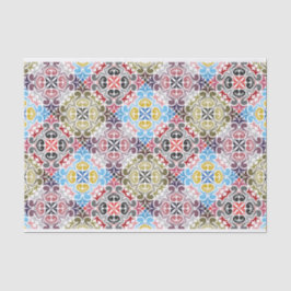 Papel De Seda Desligamento de Padrão em Quadrados Geométricos