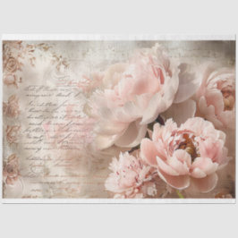 Papel De Seda Desligamento de Pastel Rosa Rosa Floral Vintage Pa