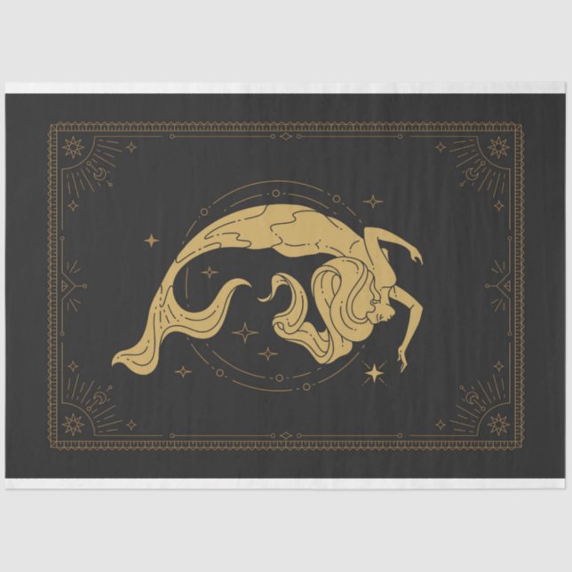 Papel De Seda Desligamento de Peixes Mermaid Horiscope (Frente )