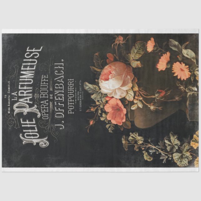 Papel De Seda Desligamento de Perfume e Rosas Franceses Vintage (Frente )