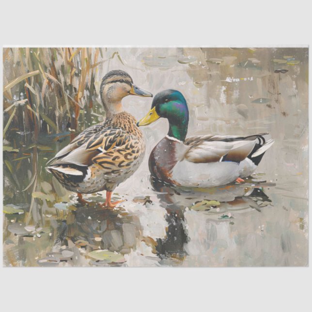 Papel De Seda Desligamento de Pintura de Pato e Mallard Wildlife (Frente )