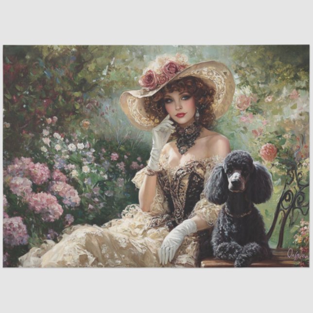 Papel De Seda Desligamento de Poodle Negra Lady Garden, Elegante (Frente )
