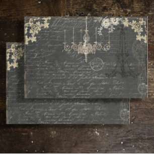 Papel De Seda Desligamento de Script de Ephemera Preto em Paris 