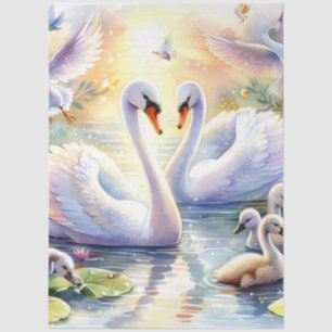 Papel De Seda Desligamento de Swans Cênicos de Grande Pastel de 