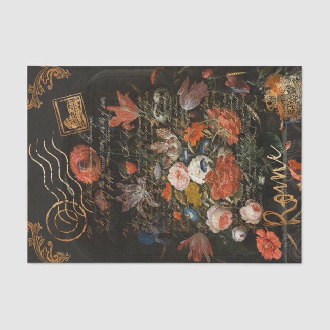 Papel De Seda Desligamento do Carimbo Floral e do Carimbo Viagem (Frente )