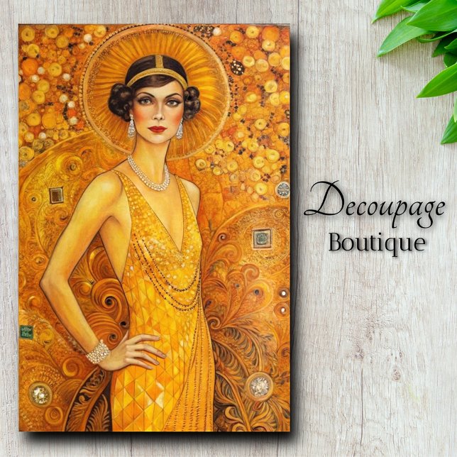 Papel De Seda Desligamento do Distribuidor de Arte de Gatsby do  (Golden Gatsby Art Deco Splendor Decoupage Tissue Paper)