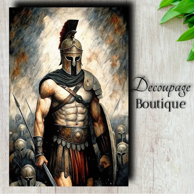 Papel De Seda Desligamento do Guerreiro Espartano (Spartan Warrior Decoupage Tissue Paper)