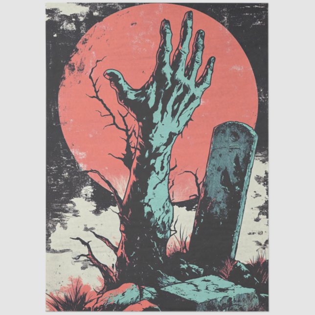 Papel De Seda Desligamento do Horror Comic Zombie Graveyard (Frente )