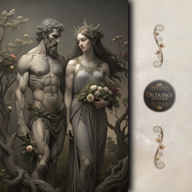 Papel De Seda Desligamento do Mito de Adam e Eve Garden (Adam and Eve Garden Myth Decoupage Tissue Paper)