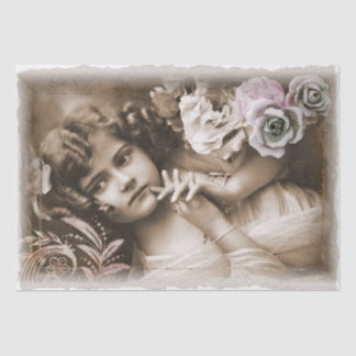 Papel De Seda Desligamento do Retrato Filho Vintage