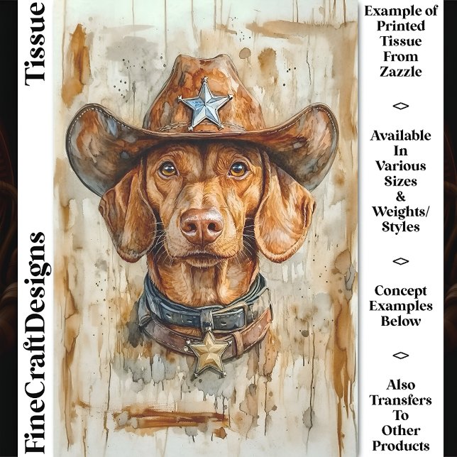 Papel De Seda Desligamento do Xerife Cowboy Castanho Cachorro Ca (Criador carregado)