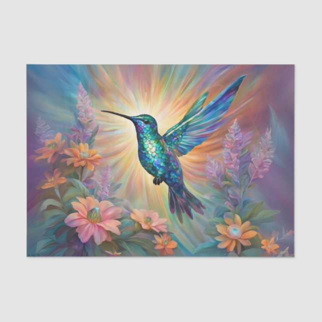 Papel De Seda Desligamento Iridescente de Hummingbird (Frente )