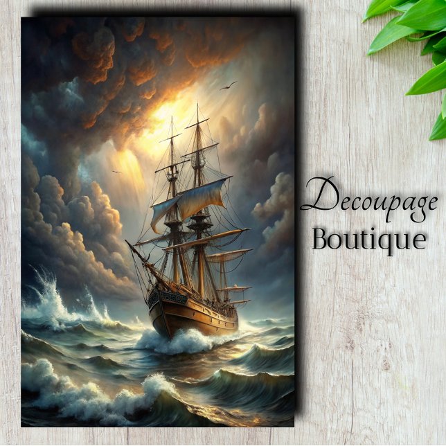 Papel De Seda Desligamento por Tempestade (Ship Through Storm Decoupage Tissue Paper)