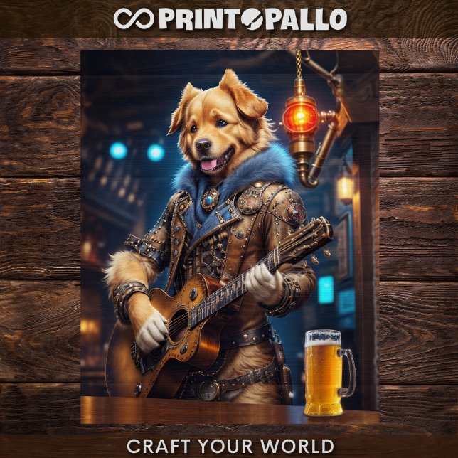 Papel De Seda Desligamento - Retriever e guitarra do Ouro Steamp (Criador carregado)