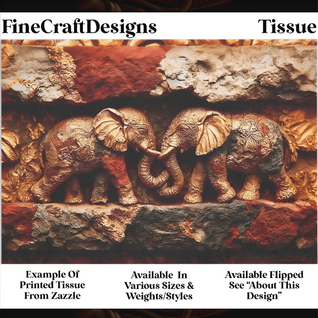 Papel De Seda Desligamento Russo de Bronze e Elefantes Dourados  (Criador carregado)