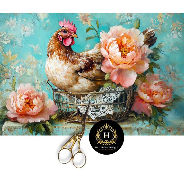Papel De Seda Desligamento Rustic Chicken Wire Basket Peach Peon (Criador carregado)